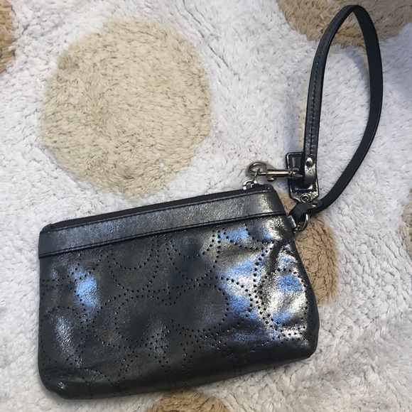 Silver shimmer Coach wristlet - Picture 2 of 3